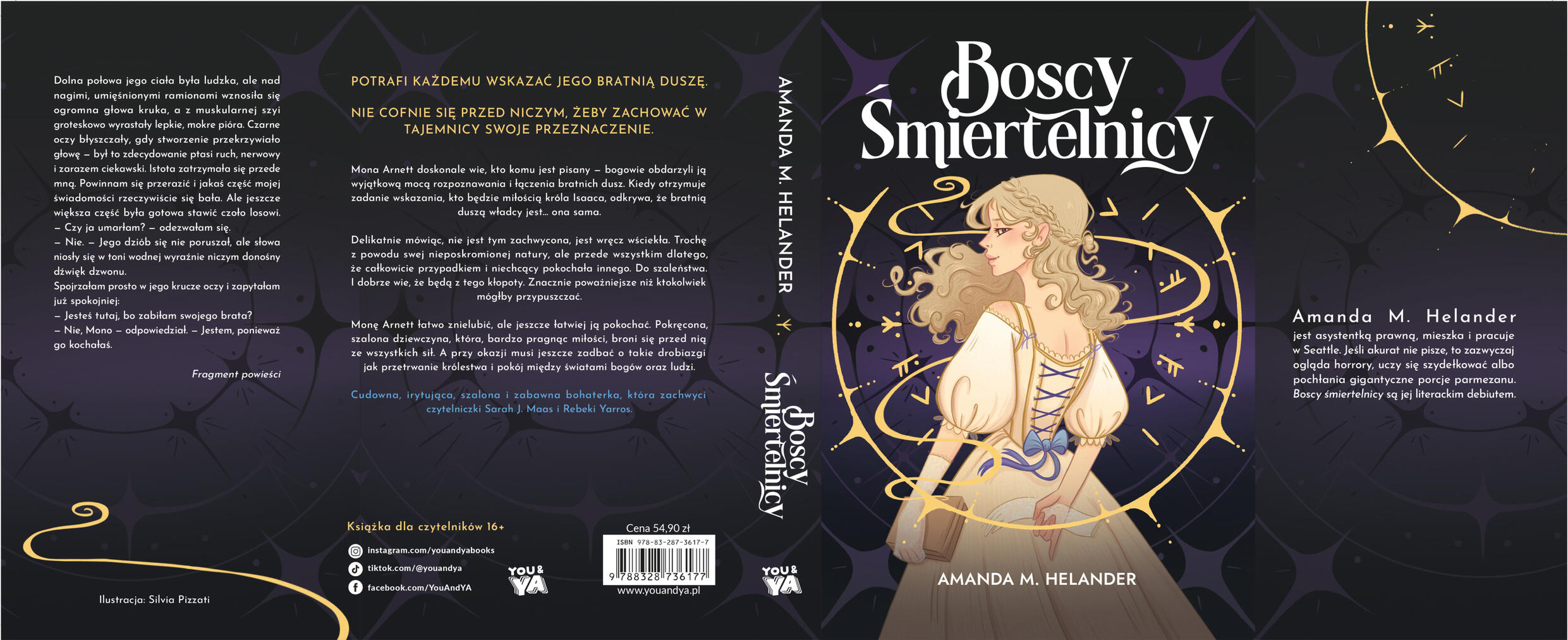 rozkładówka do książki „Boscy Śmiertelnicy” | autorka Amanda M.Helander | You&amp;Ya |05.11.2025r.